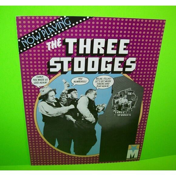 The Three Stooges Arcade FLYER Original 1984 Moe Larry Curly Game Art Print - Picture 2 of 6